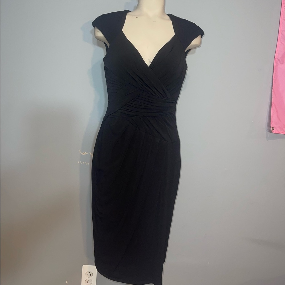 Jax black faux wrap dress cocktail elegant glam woman’s size 6